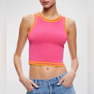 Alice + Olivia Rydel Varsity Stripe Cropped Jersey Tank Top